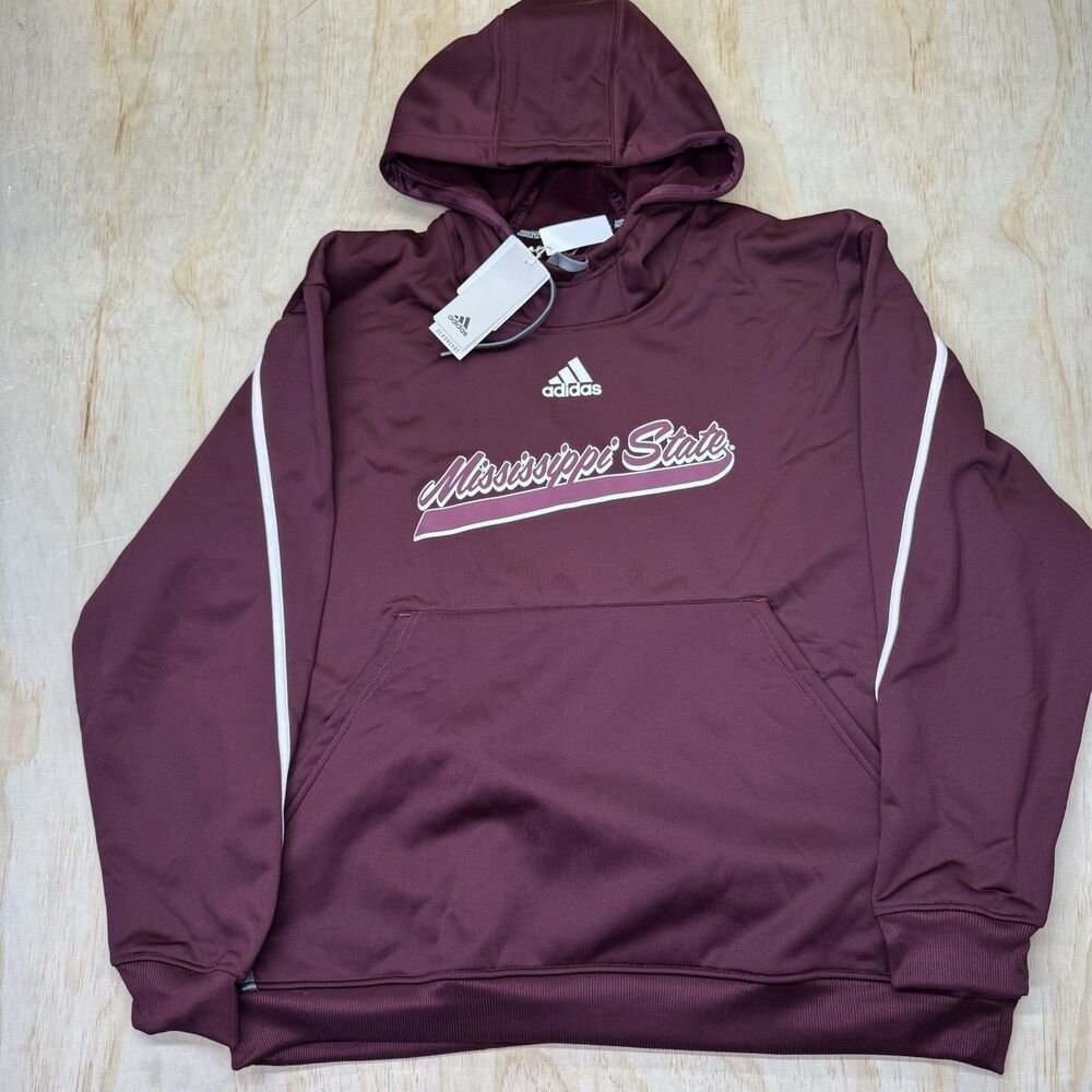 NEW Mississippi State Bulldogs Maroon Sideline Travel Players Hoodie 2XL